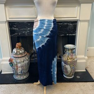 “Young Fabulous & Broke” tie-dye fold over waist maxi skirt